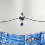 Blue Gem Heart Colorful Butterfly Belly Ring Belly Chain