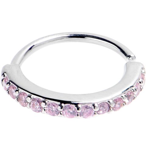 20G 5/16 Pink CZ Gem Forward Facing Seamless Closure Ring