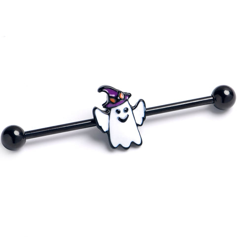 14G Black Witch Hat Ghost Industrial Barbell 38mm