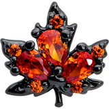 20G 7mm Orange CZ Gem Black Autumn Leaf L Shape Nose Ring