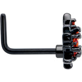 20G 7mm Orange CZ Gem Black Autumn Leaf L Shape Nose Ring