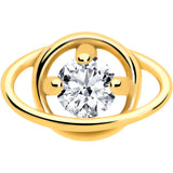 Clear CZ Gem Gold Tone Stylish Saturn Barbell Tongue Ring