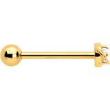 Clear CZ Gem Gold Tone Stylish Saturn Barbell Tongue Ring