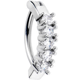 14G 3/8 Clear Gem Grade 23 Titanium Hinged Hoop Belly Ring