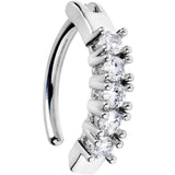 14G 3/8 Clear Gem Grade 23 Titanium Hinged Hoop Belly Ring