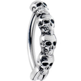 14G 3/8 Grade 23 Titanium Goth Skulls Hinged Hoop Belly Ring
