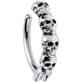 14G 3/8 Grade 23 Titanium Goth Skulls Hinged Hoop Belly Ring