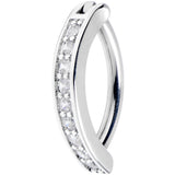 14G 3/8 Implant Grade Titanium CZ Paved Hinged Hoop Belly Ring