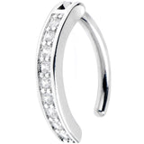 14G 3/8 Implant Grade Titanium CZ Paved Hinged Hoop Belly Ring