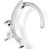 14G 3/8 Clear CZ Gem G23 Titanium Butterfly Hinged Hoop Belly Ring