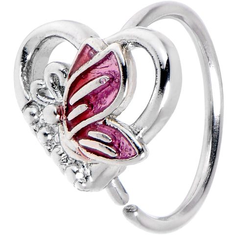 20G 5/16 Butterfly Love Heart Pink Hose Hoop