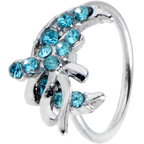20G 5/16 Blue Gem Moon Bow Heart Nose Hoop