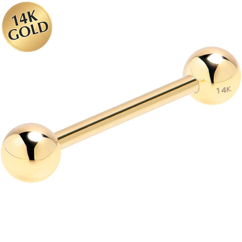 14G 5/8 Solid 14k Yellow Gold Straight Barbell