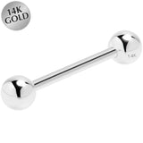 14G 5/8 Solid 14k White Gold Straight Barbell