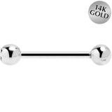 14G 5/8 Cubic Zirconia Solid 14k White Gold Straight Barbell