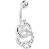 Clear CZ Gem Linked Loops Dangle Belly Ring