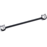 14G Clear CZ Gem Black Internally Threaded Industrial Barbell 38mm