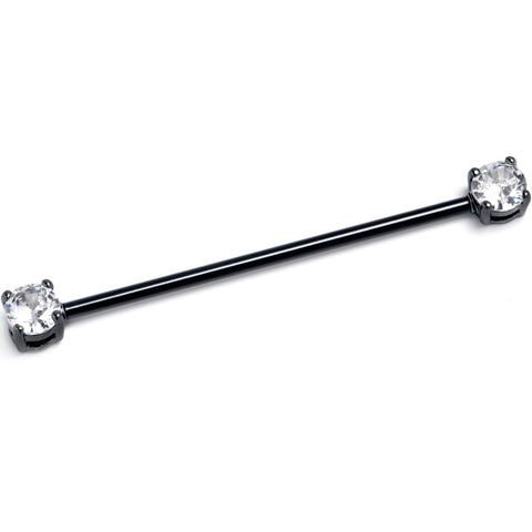 14G Clear CZ Gem Black Internally Threaded Industrial Barbell 38mm