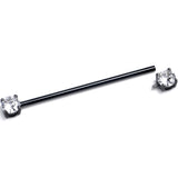 14G Clear CZ Gem Black Internally Threaded Industrial Barbell 38mm