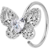 20G 5/16 Clear CZ Gem Butterfly Delight Nose Hoop