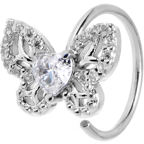 20G 5/16 Clear CZ Gem Butterfly Delight Nose Hoop