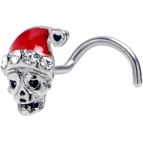 20G 7mm Clear Gem Santa Hat Skull Left Side Nose Screw