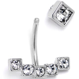 Clear CZ Gem Blocky Arch Double Mount Belly Ring