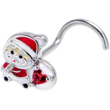 20G 7mm Red Gem Santa Bag Heart Holiday Left Side Nose Screw