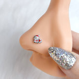 20G 7mm Red Gem Santa Bag Heart Holiday Left Side Nose Screw