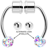 Aurora Gem Magnetic Septum Ring Horseshoe Non-Pierced Fake Nose Ring Set