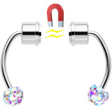 Aurora Gem Magnetic Septum Ring Horseshoe Non-Pierced Fake Nose Ring Set