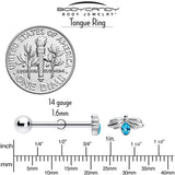 Blue Gem Little Cutie Bee Barbell Tongue Ring