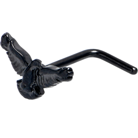 20G 7mm Black Raven Bird L Shape Nose Ring