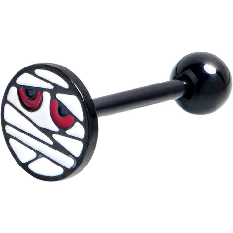 Black Halloween Mummy Barbell Tongue Ring