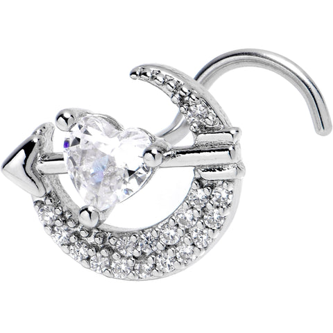20G 7mm Clear CZ Gem Moon Lover Left Side Nose Screw