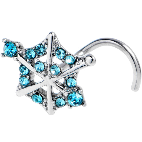 20G 7mm Blue Gem Spiderweb Goth Left Side Nose Screw