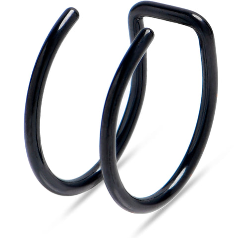 Black Stainless Steel Clip on Double Hoop Fake Cartilage Earring Ear Cuff