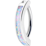 14G 3/8 White Synthetic Opal ASTM F-136 Implant Grade Titanium Hinged Hoop Belly Ring
