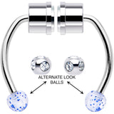 Blue Gem Magnetic Septum Ring Horseshoe Non-Pierced Fake Nose Ring