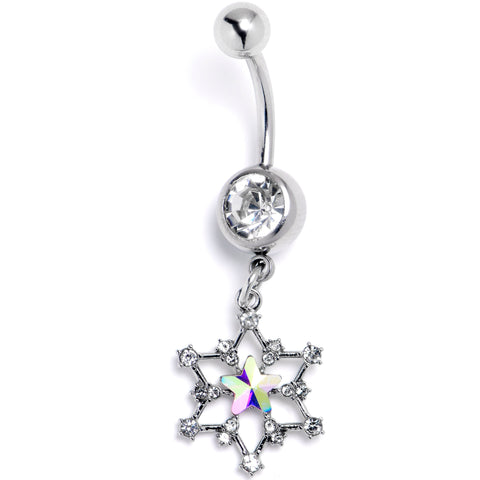 Aurora Clear Gem Style Super Star Dangle Belly Ring