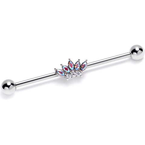 14G Aurora Gem Fashion Fan Industrial Barbell 38mm