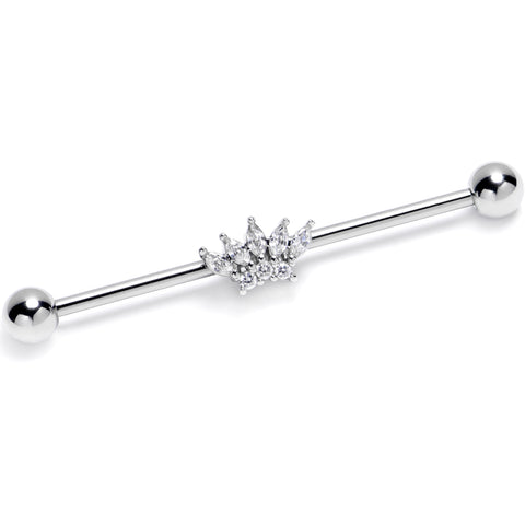 14G Clear Gem Fashion Fan Industrial Barbell 38mm