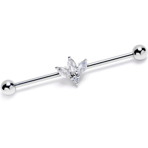 14G Clear Gem Fashion Fan Mini Industrial Barbell 38mm