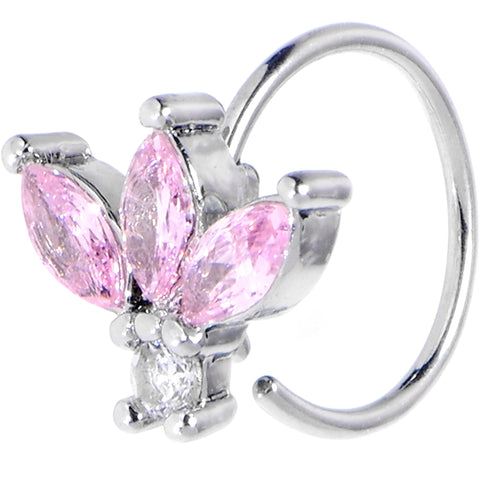 20G 5/16 Pink Gem Fashion Fan Mini Nose Hoop