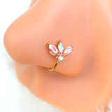 20G 5/16 Aurora Gem Rose Gold Tone Fashion Fan Mini Nose Hoop