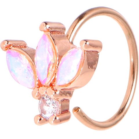 20G 5/16 Aurora Gem Rose Gold Tone Fashion Fan Mini Nose Hoop
