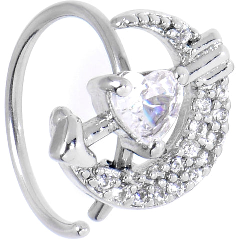 20G 5/16 Clear CZ Gem Moon Lover Nose Hoop
