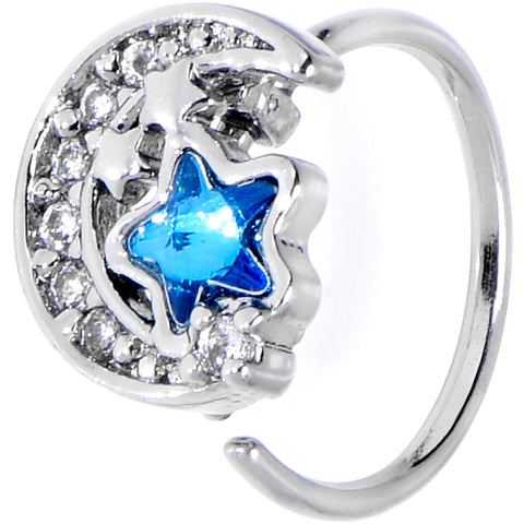 20G 5/16 Blue CZ Gem Starry Night Sky Nose Hoop
