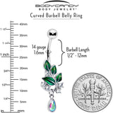 Aurora CZ Gem Morning Leaves Dangle Belly Ring