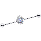 14G Aurora Gem Retro Sunburst Industrial Barbell 38mm
